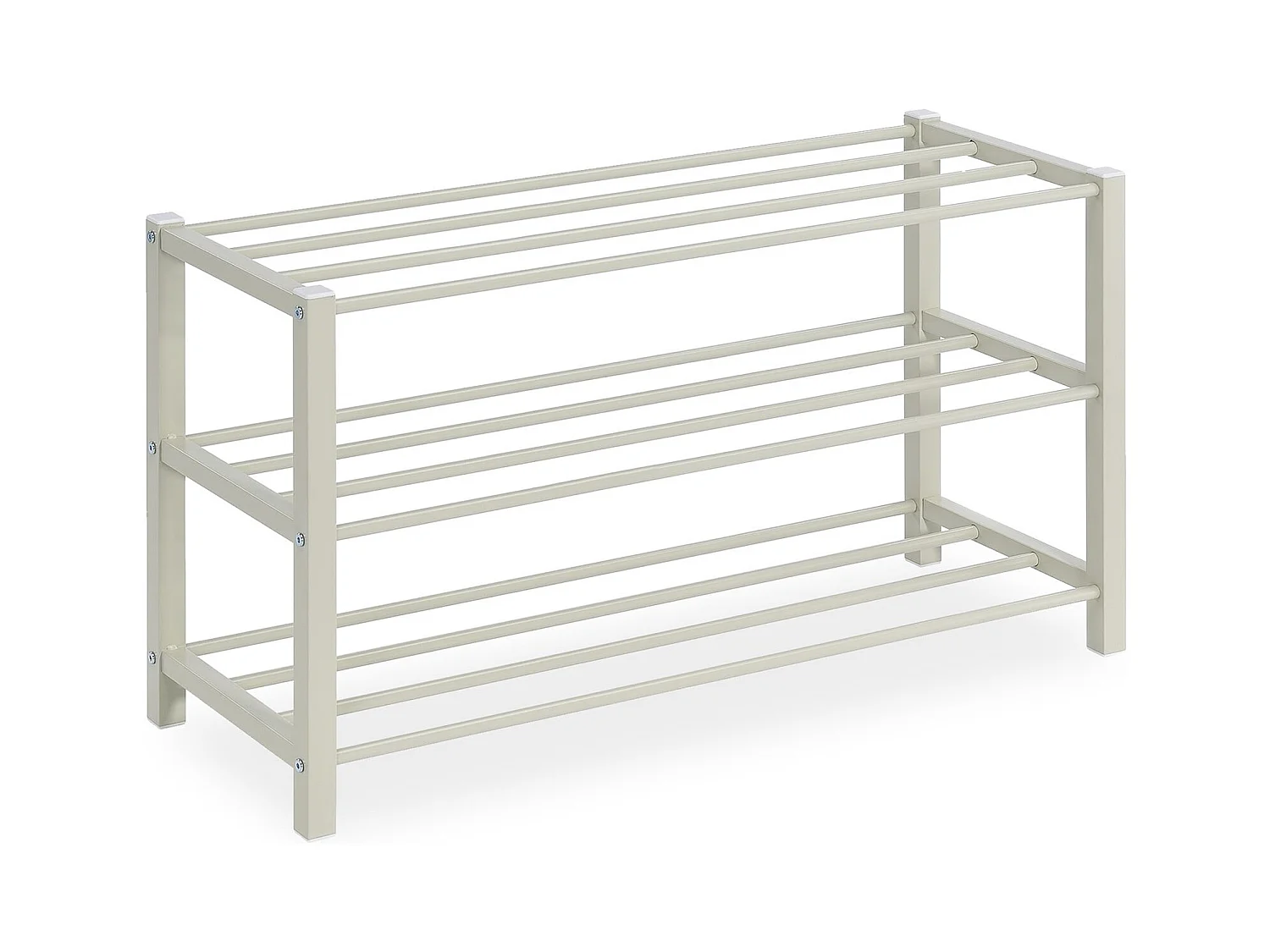 Étagère à chaussures NAVAN rangement porte-chaussures avec 3 niveaux en métal laqué beige pour 12 paires de chaussures