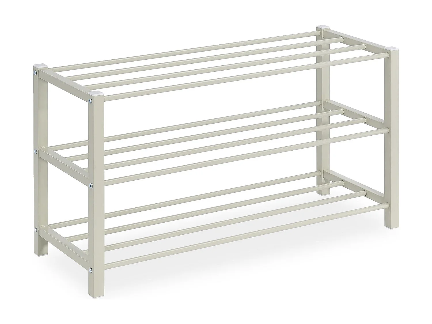 Étagère à chaussures NAVAN rangement porte-chaussures avec 3 niveaux en métal laqué beige pour 12 paires de chaussures