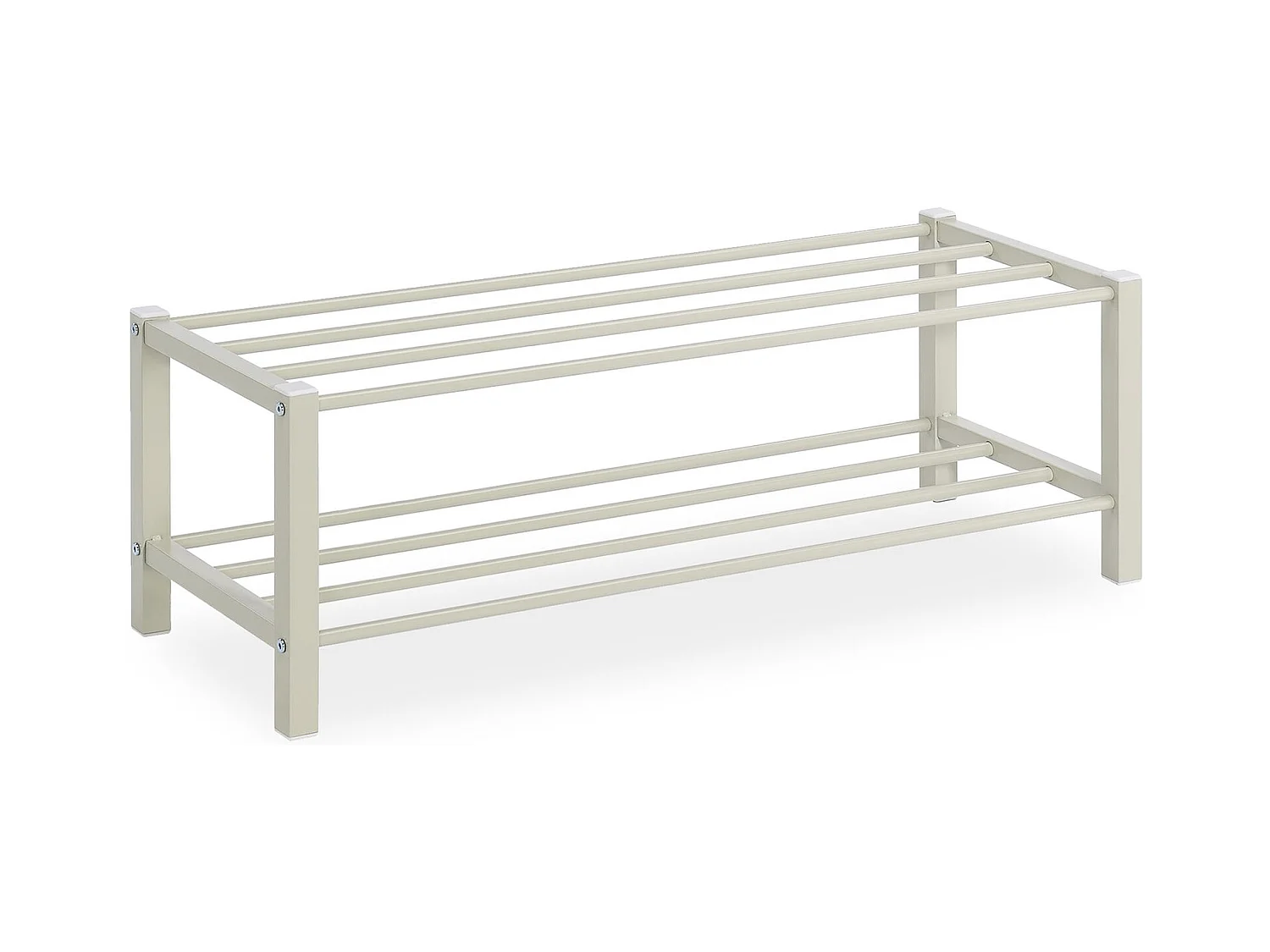 Étagère à chaussures NAVAN rangement porte-chaussures avec 2 niveaux en métal laqué beige pour 8 paires de chaussures