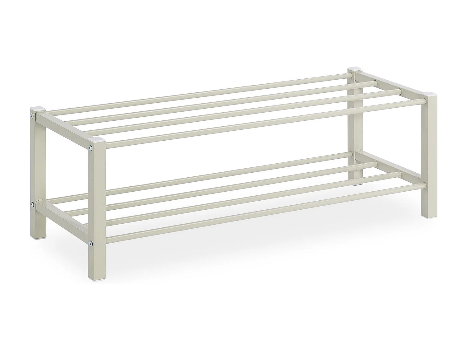 Étagère à chaussures NAVAN rangement porte-chaussures avec 2 niveaux en métal laqué beige pour 8 paires de chaussures