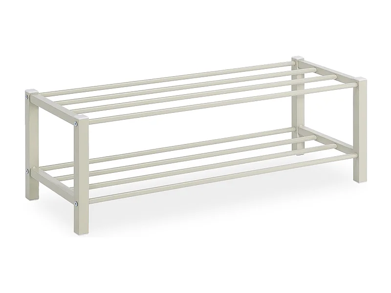 Étagère à chaussures NAVAN rangement porte-chaussures avec 2 niveaux en métal laqué beige pour 8 paires de chaussures