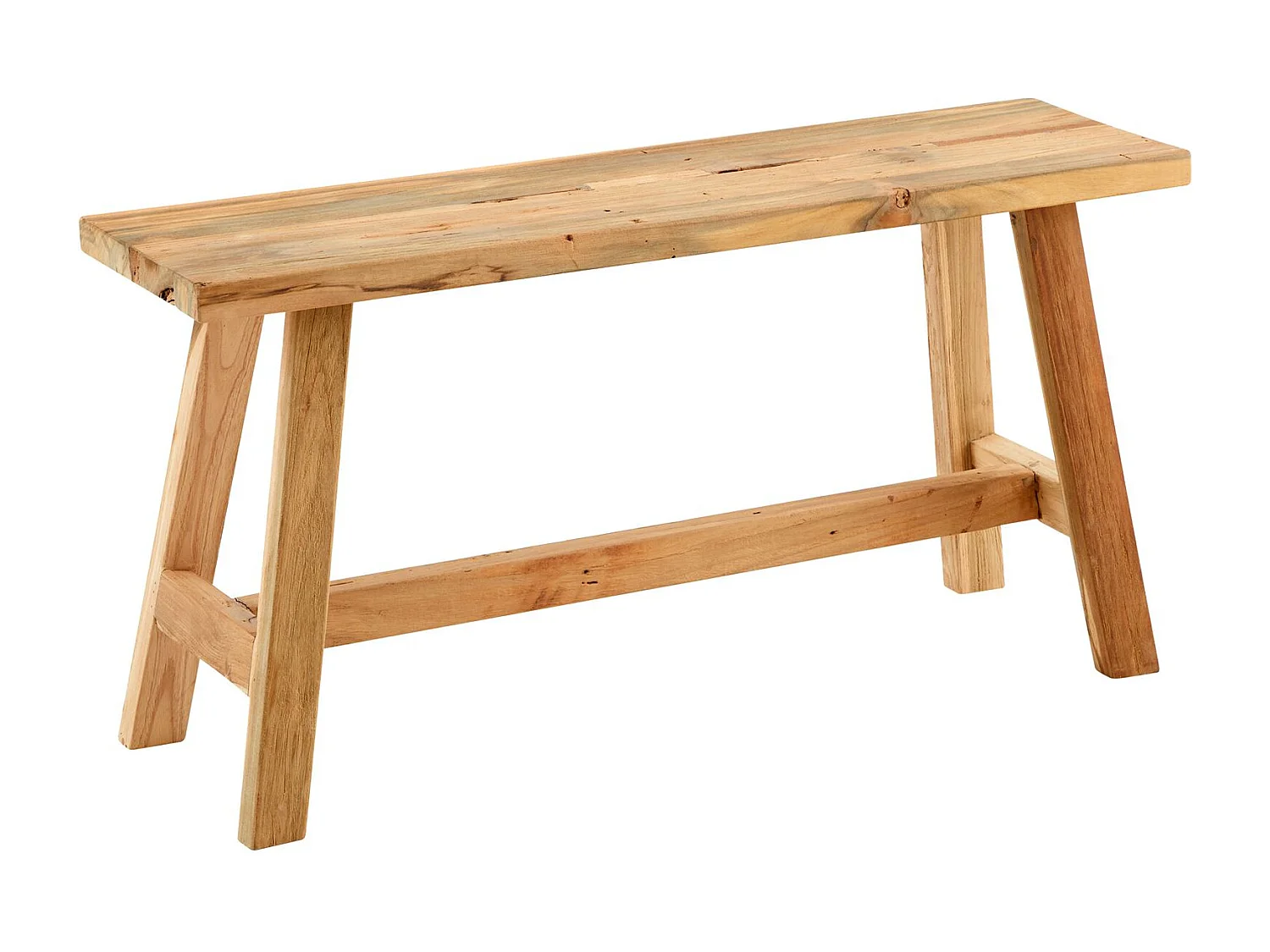 Banc bout de lit SANSIBAR L 90 cm en bois massif lasuré naturel, Siège repose-pieds style sobre et rustique