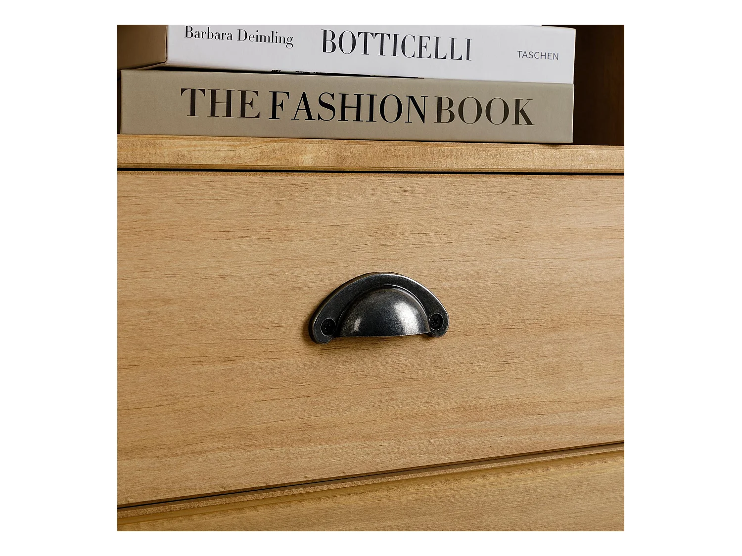 Meuble TV VENETA L 106 cm en bois massif coloris naturel avec 1 porte battante et 1 tiroir