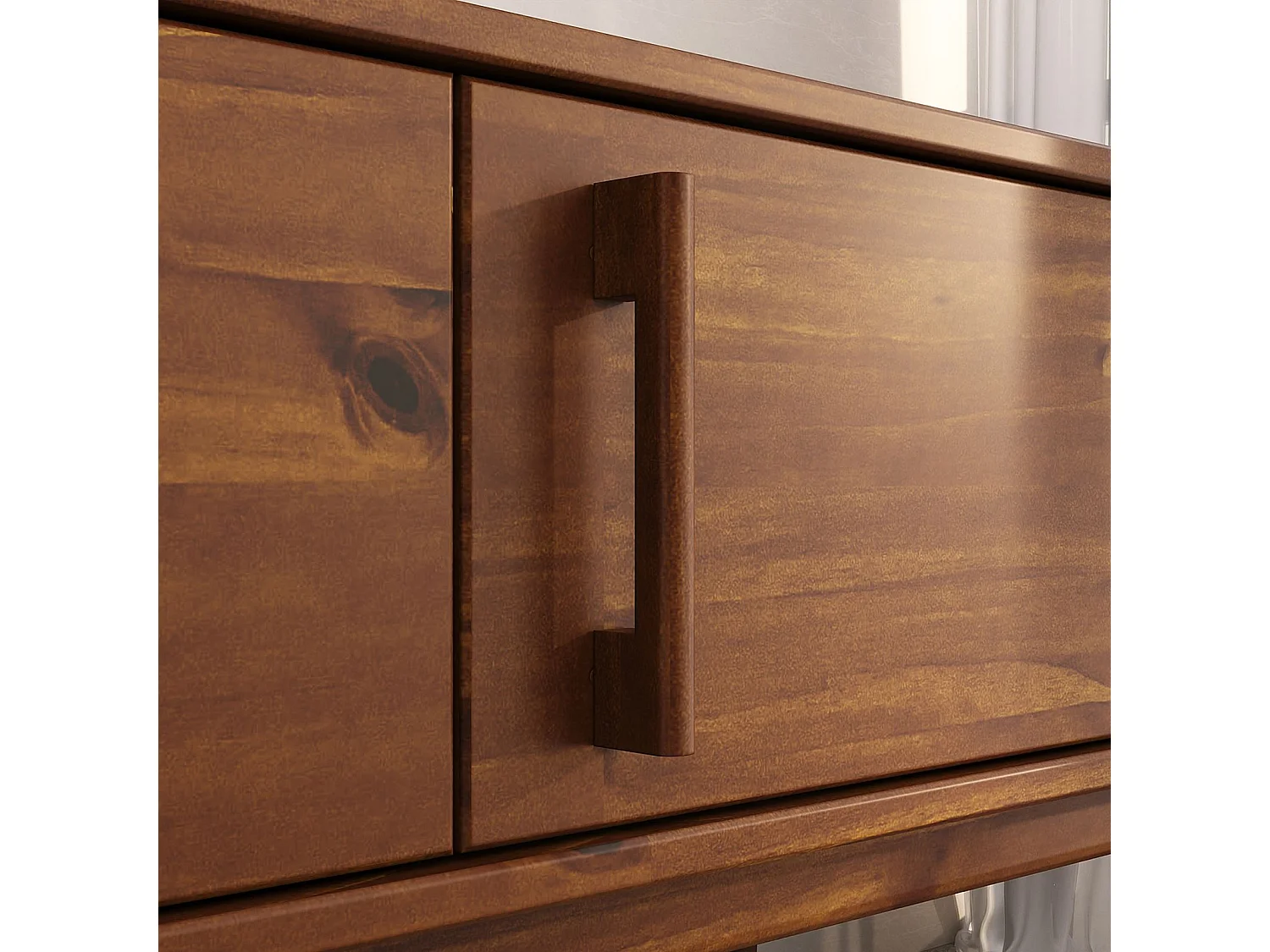 Meuble TV TECCA L 180 cm en Bois Massif Coloris Châtaignier avec 3 Portes, Pour téléviseur jusqu'à 80", Meuble Télé avec Rangement