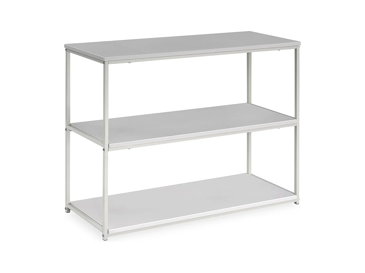 Etagère de rangement SENDAI en métal et 3 tablettes beige, étagère au sol dim 100x81x35 cm, meuble avec étagères