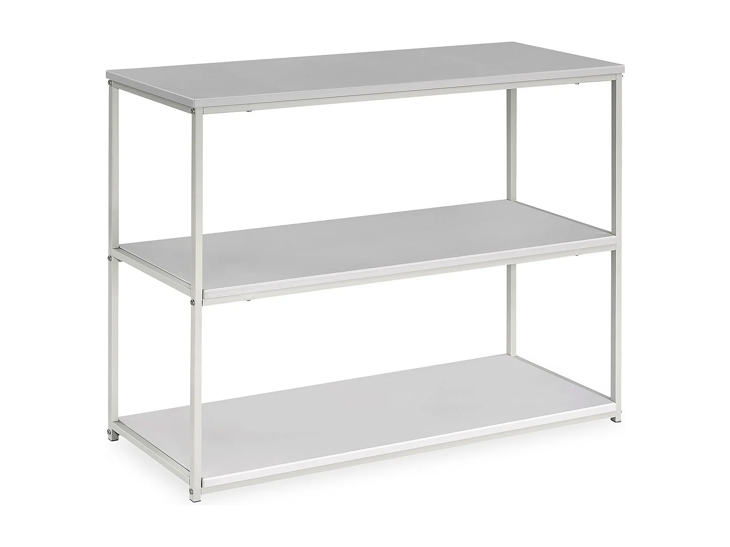 Etagère de rangement SENDAI en métal et 3 tablettes beige, étagère au sol dim 100x81x35 cm, meuble avec étagères