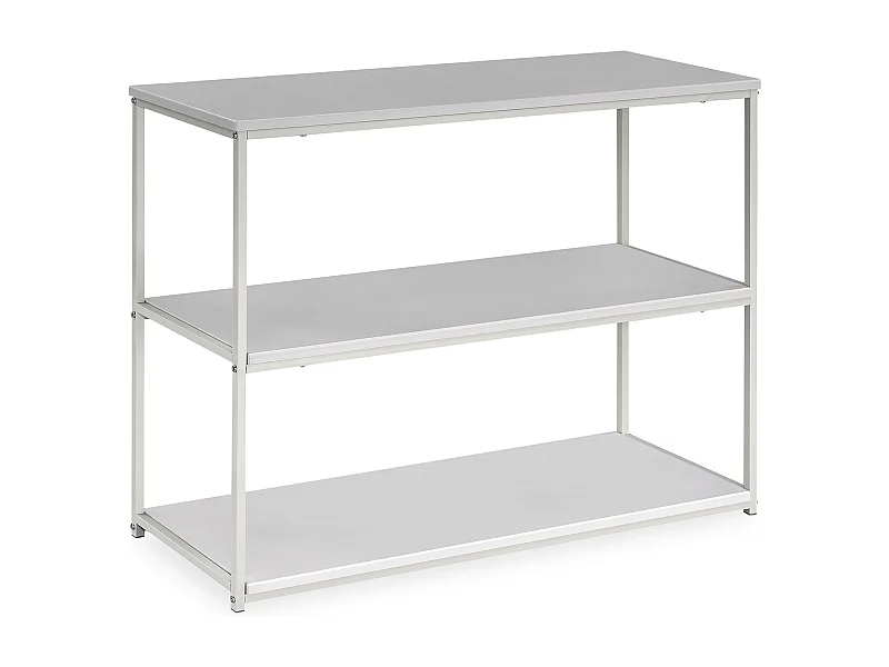 Etagère de rangement SENDAI en métal et 3 tablettes beige, étagère au sol dim 100x81x35 cm, meuble avec étagères