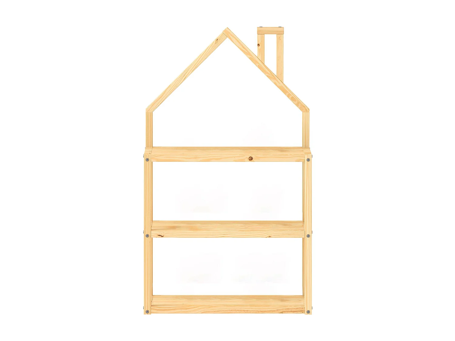 Étagère enfant LENISE en pin massif, meuble rangement chambre enfant en forme de maison en bois coloris naturel