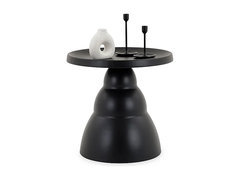 Table basse ronde LORIS Design Moderne Diamètre 50 cm Noire, Table d'appoint Design en Métal