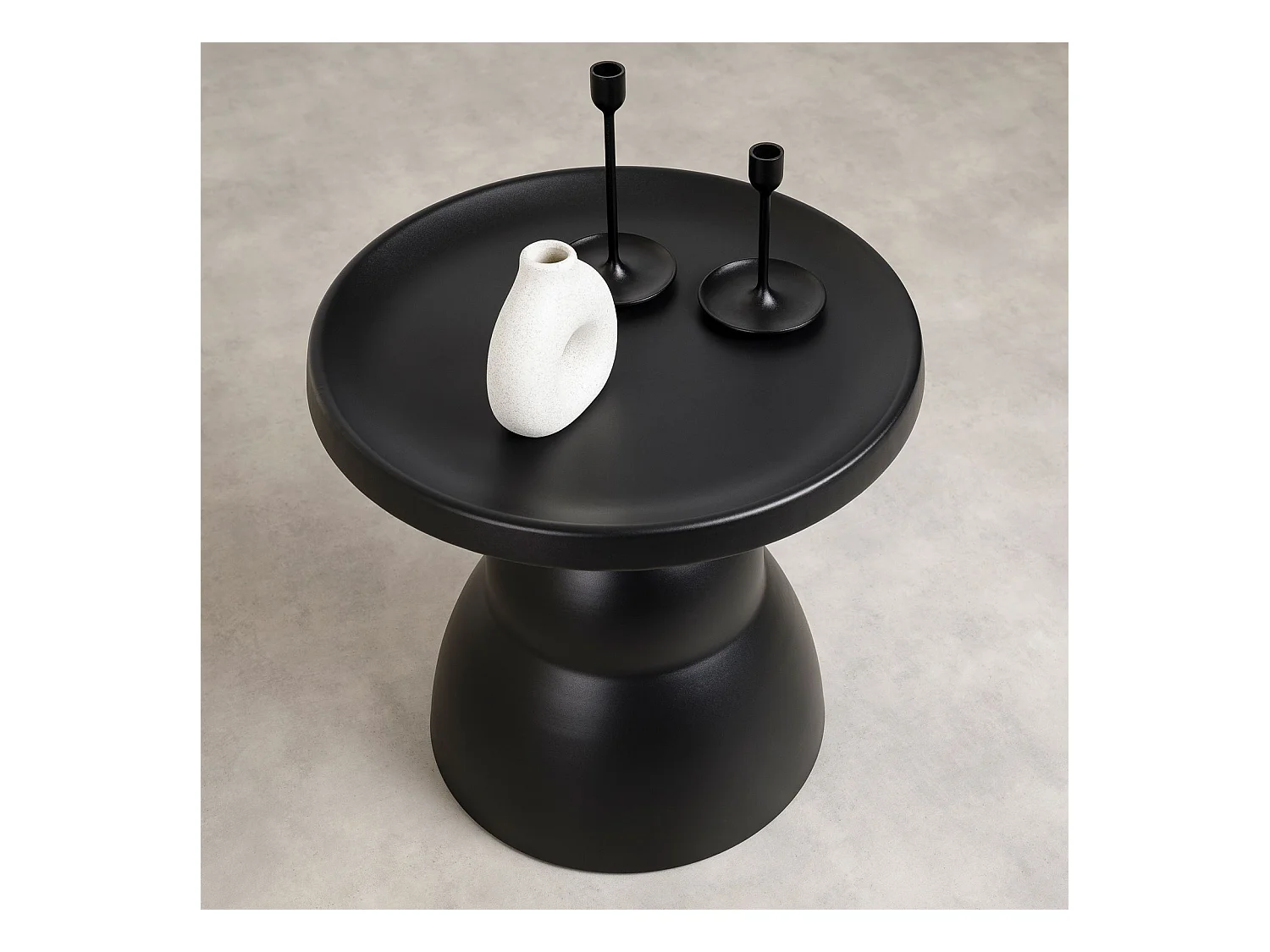 Table basse ronde LORIS Design Moderne Diamètre 50 cm Noire, Table d'appoint Design en Métal