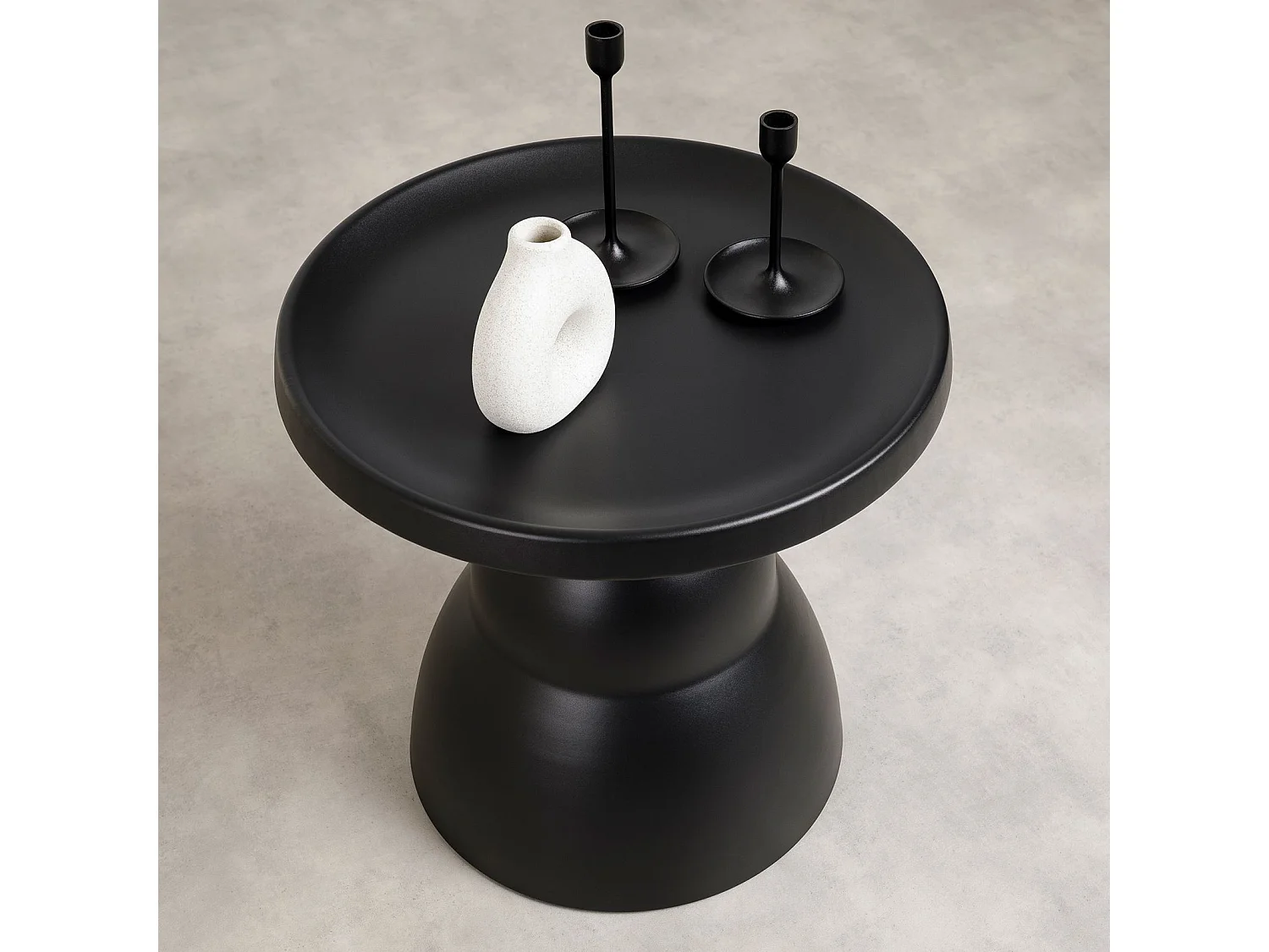 Table basse ronde LORIS Design Moderne Diamètre 50 cm Noire, Table d'appoint Design en Métal