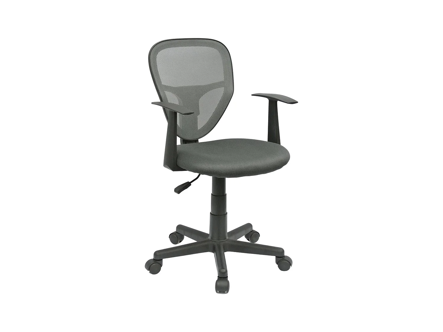 Chaise de bureau pour enfant STUDIO fauteuil pivotant et ergonomique avec accoudoirs, siège à roulettes hauteur réglable, mesh gris