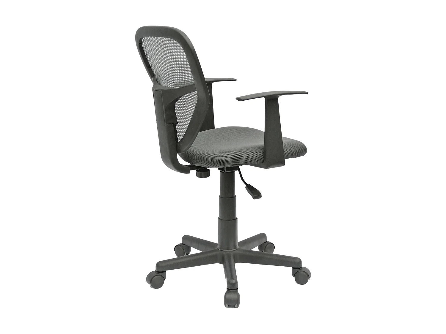 Chaise de bureau pour enfant STUDIO fauteuil pivotant et ergonomique avec accoudoirs, siège à roulettes hauteur réglable, mesh gris