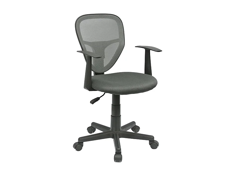 Chaise de bureau pour enfant STUDIO fauteuil pivotant et ergonomique avec accoudoirs, siège à roulettes hauteur réglable, mesh gris