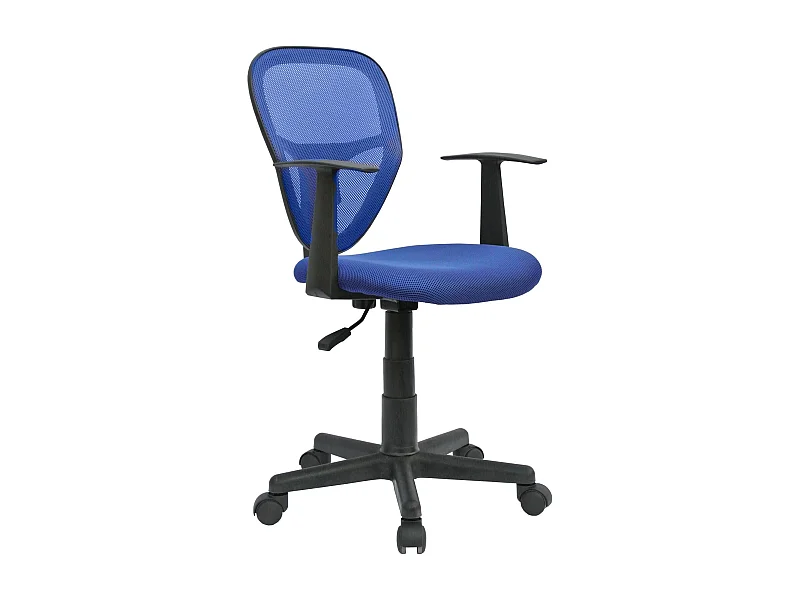 Chaise de bureau pour enfant STUDIO fauteuil pivotant et ergonomique avec accoudoirs, siège à roulettes hauteur réglable, mesh bleu