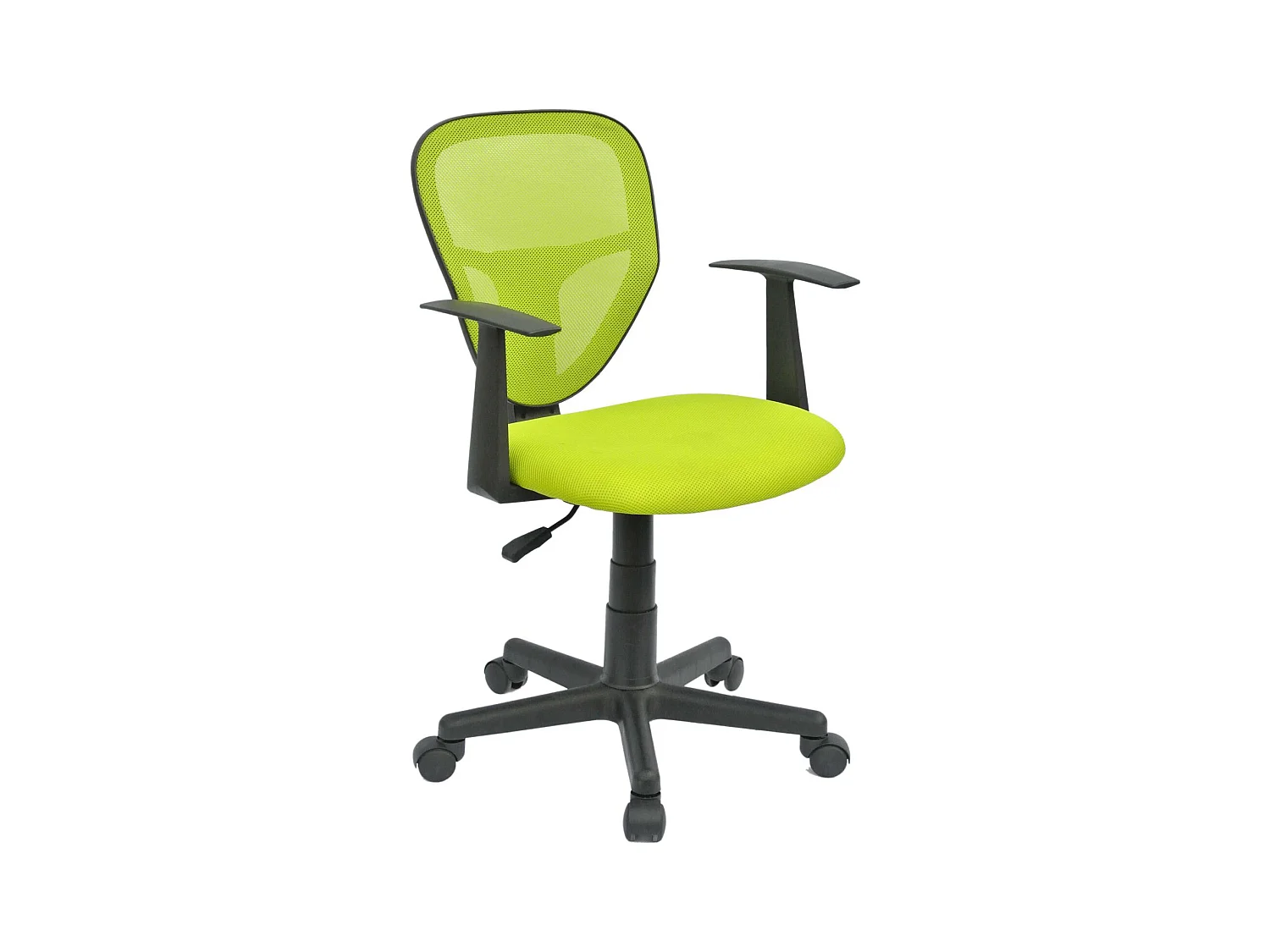 Chaise de bureau pour enfant STUDIO fauteuil pivotant et ergonomique avec accoudoirs, siège à roulettes hauteur réglable, mesh vert