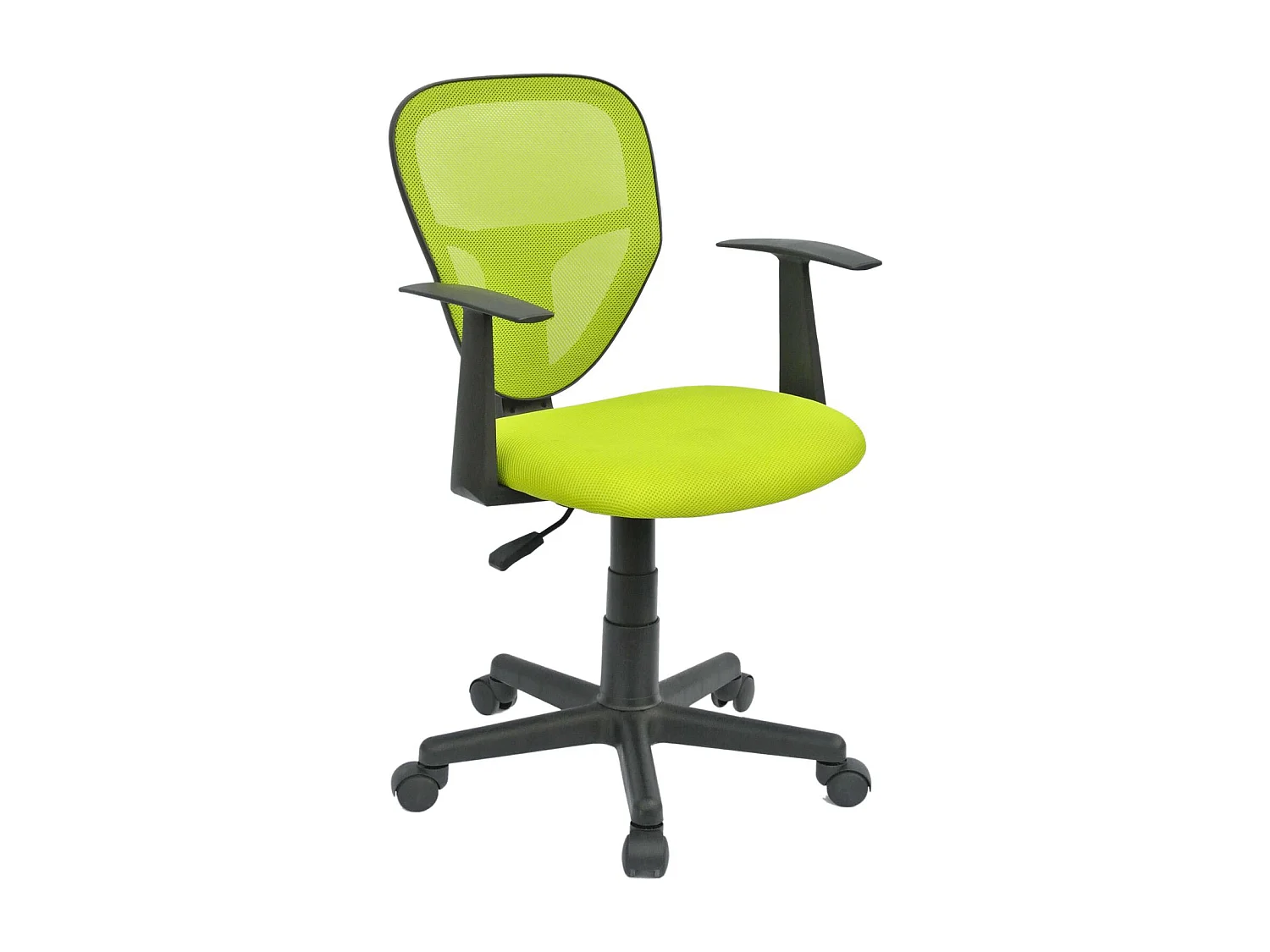 Chaise de bureau pour enfant STUDIO fauteuil pivotant et ergonomique avec accoudoirs, siège à roulettes hauteur réglable, mesh vert
