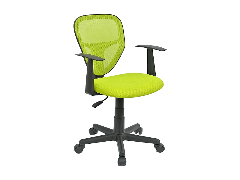 Chaise de bureau pour enfant STUDIO fauteuil pivotant et ergonomique avec accoudoirs, siège à roulettes hauteur réglable, mesh vert