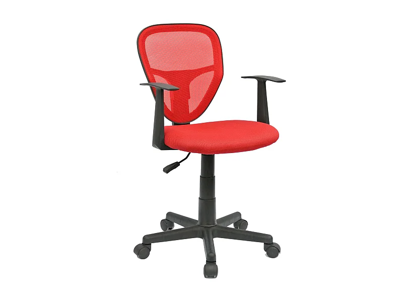 Chaise de bureau pour enfant STUDIO fauteuil pivotant et ergonomique avec accoudoirs, siège à roulettes hauteur réglable, mesh rouge