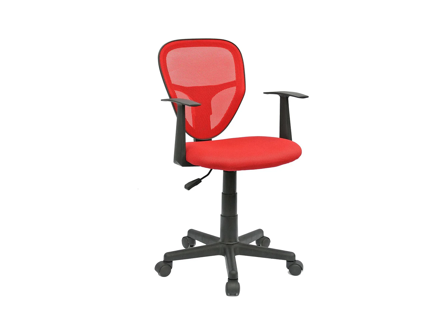 Chaise de bureau pour enfant STUDIO fauteuil pivotant et ergonomique avec accoudoirs, siège à roulettes hauteur réglable, mesh rouge