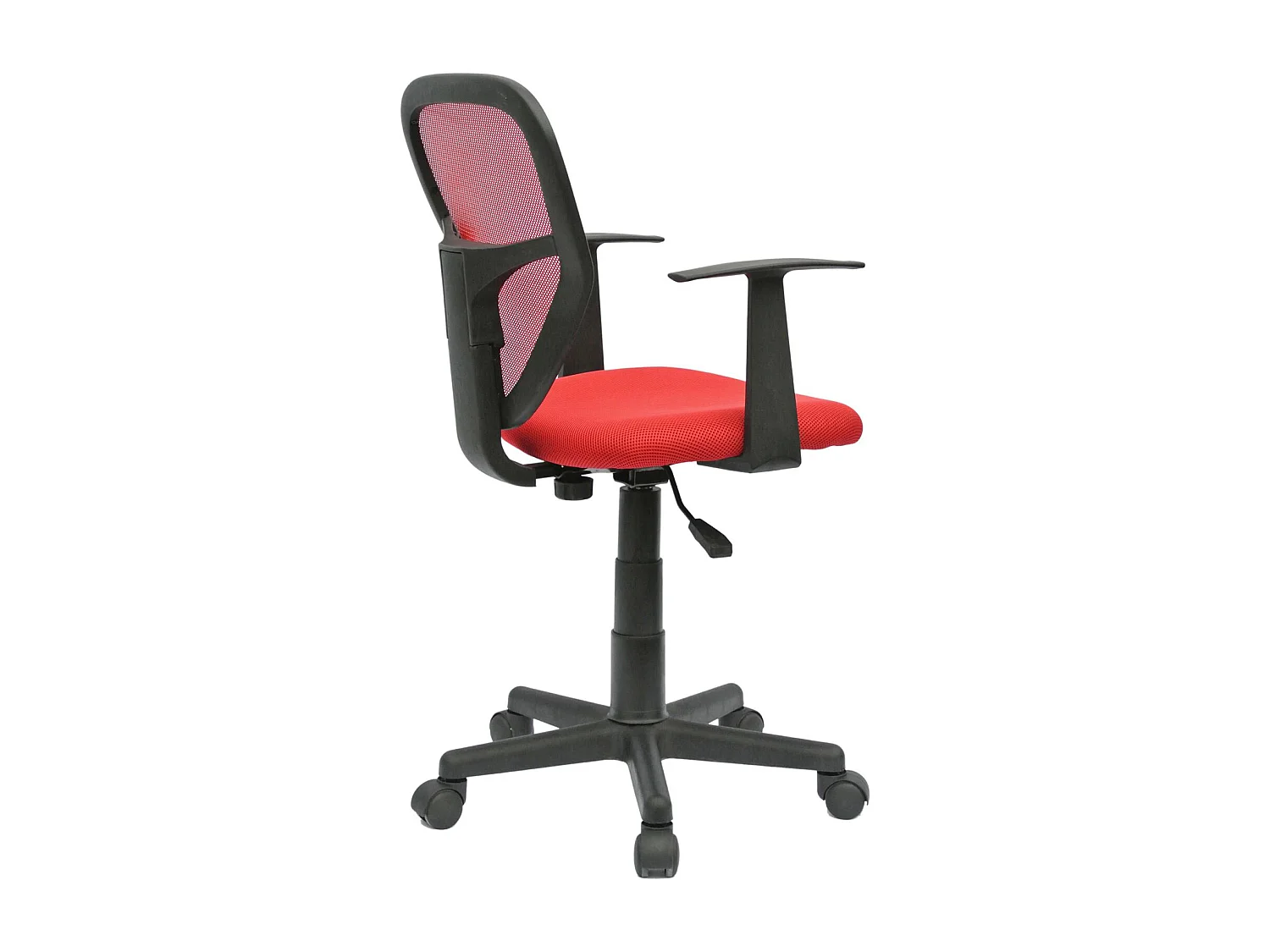 Chaise de bureau pour enfant STUDIO fauteuil pivotant et ergonomique avec accoudoirs, siège à roulettes hauteur réglable, mesh rouge