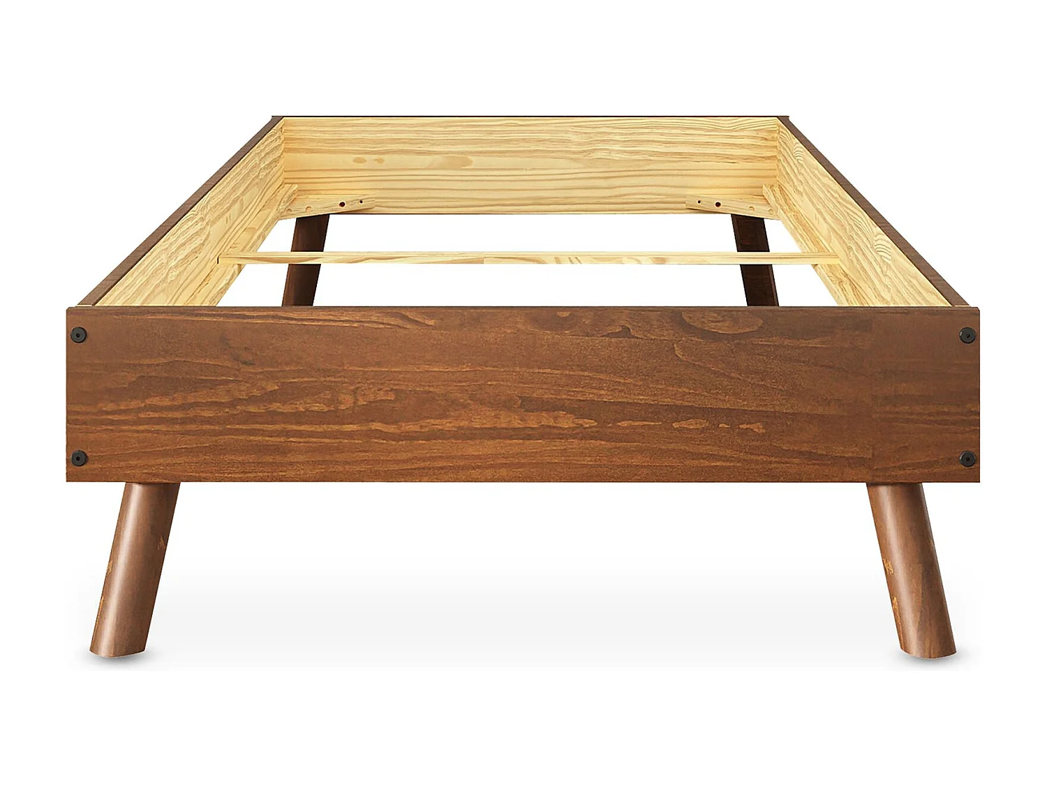 Lit futon KARRI simple pour adulte, 100 x 200 cm, 1 place, en bois massif coloris châtaignier