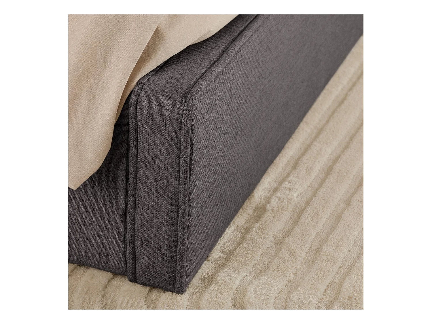 Lit double BELARTI 140x190 cm, Revêtement en tissu Gris foncé, Lit style moderne pour 2 personnes, Cadre avec sommier inclus