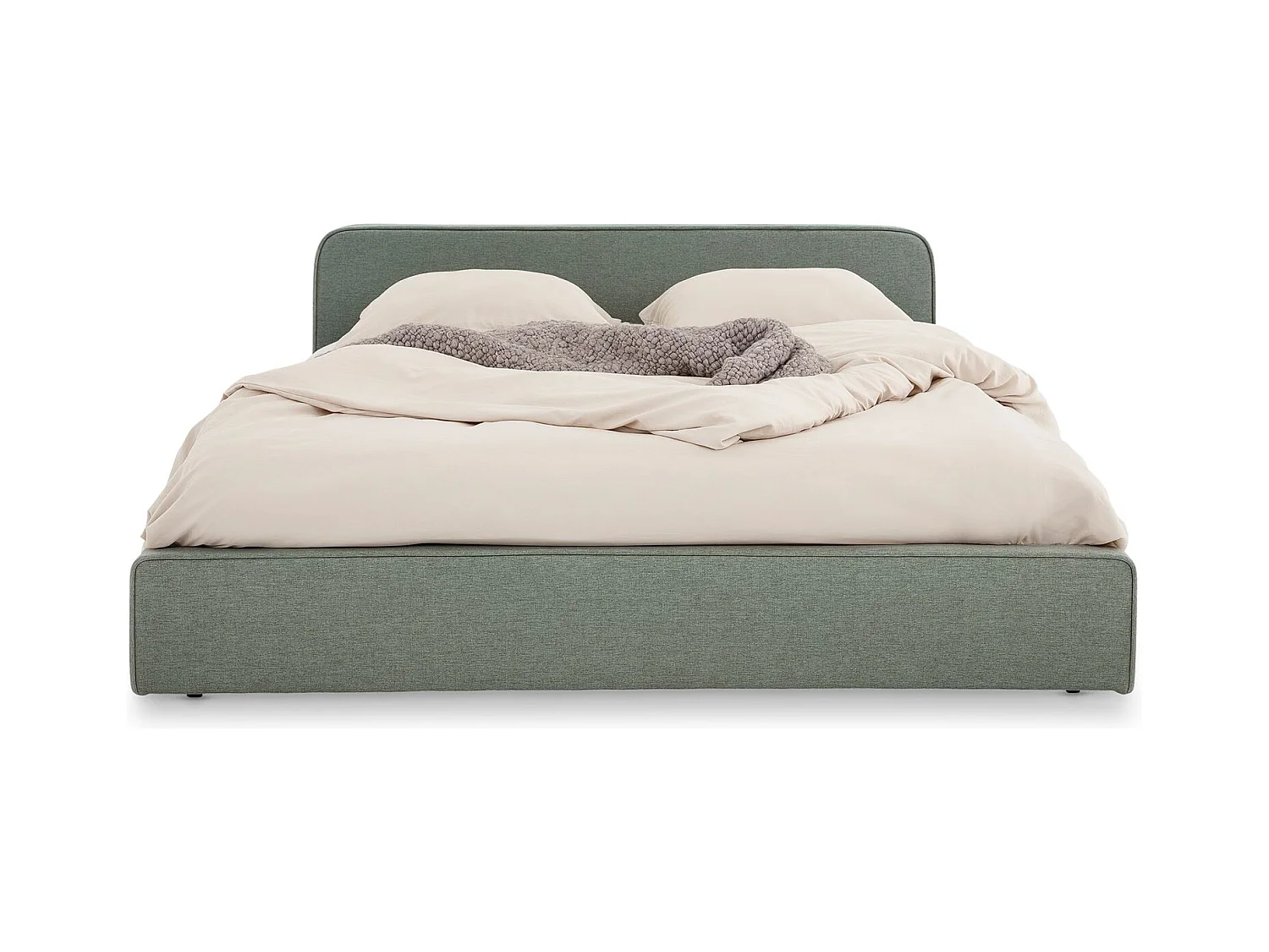 Lit double BELARTI 140x190 cm, Revêtement en Tissu Vert, Lit style moderne pour 2 personnes, Cadre de lit avec sommier inclus