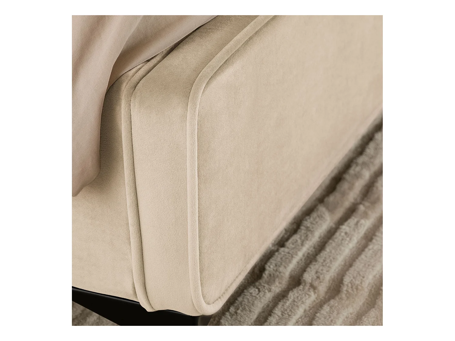 Lit double RAVELLO 140x190 cm, Revêtement en tissu, Lit style moderne pour 2 personnes, Cadre de lit avec sommier inclus, Beige