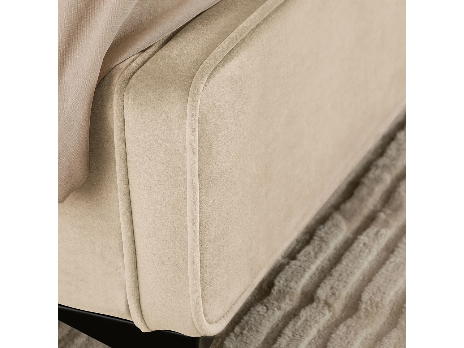 Lit double RAVELLO 140x190 cm, Revêtement en tissu, Lit style moderne pour 2 personnes, Cadre de lit avec sommier inclus, Beige