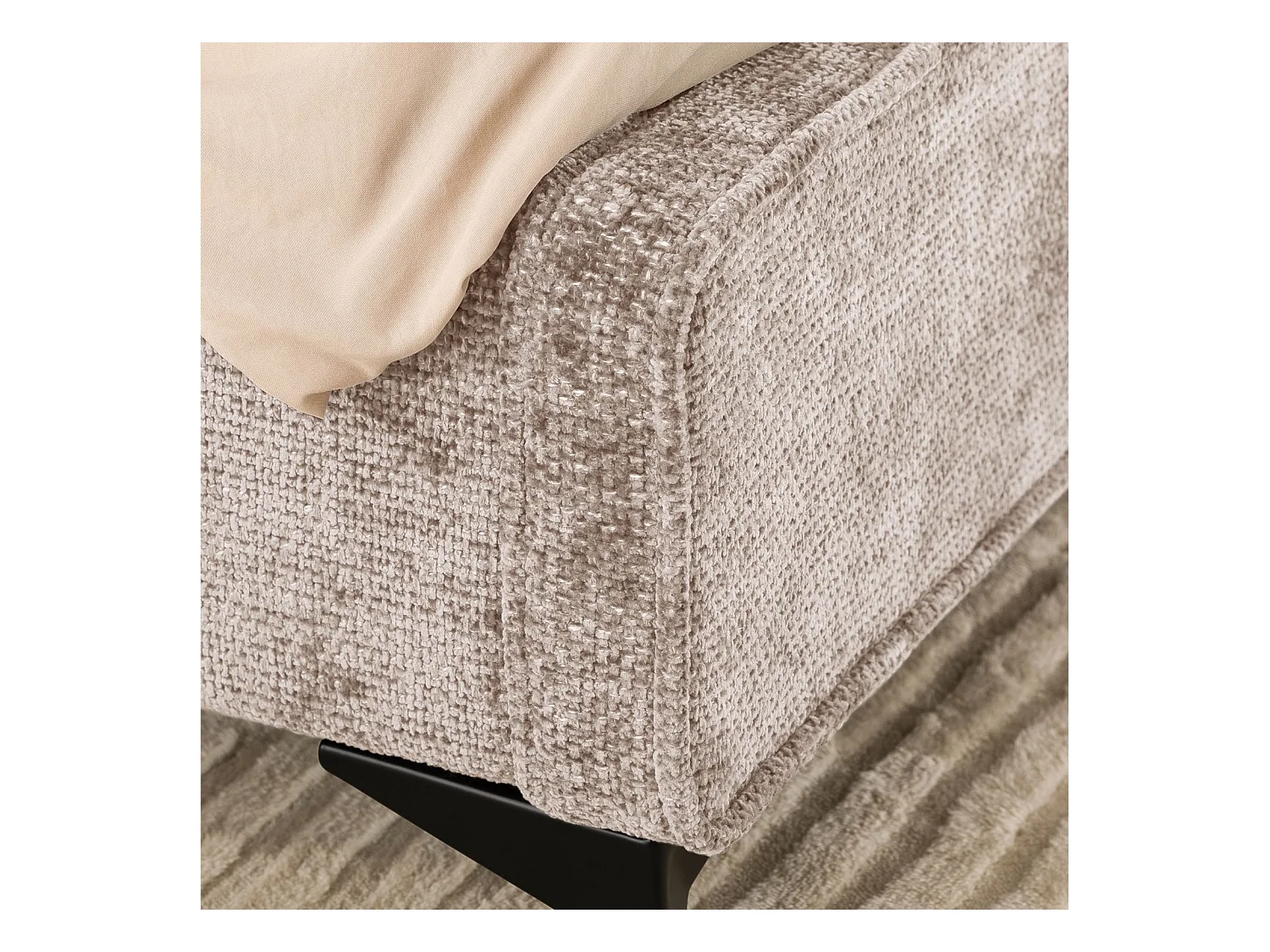 Lit double LEVERDA 140x190 cm, Revêtement en tissu, Lit style moderne pour 2 personnes, Cadre de lit avec sommier inclus, Beige