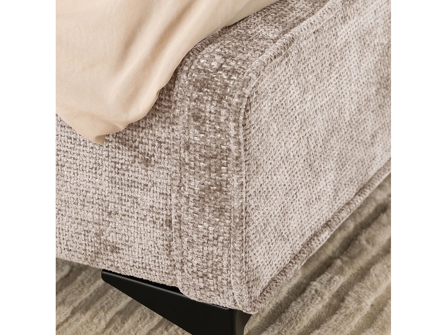 Lit double LEVERDA 140x190 cm, Revêtement en tissu, Lit style moderne pour 2 personnes, Cadre de lit avec sommier inclus, Beige