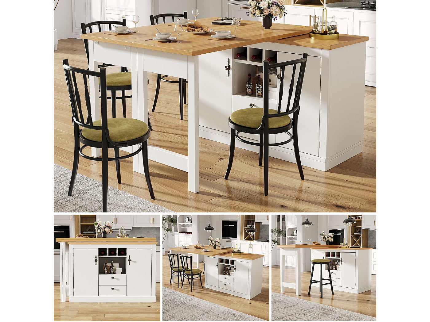 Table de bar extensible - 120/180 x 76 cm - avec Leds + 2 portes + 2 ...