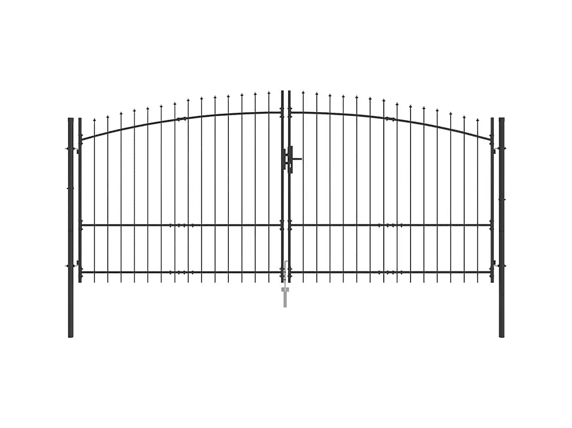Porte de Jardin avec verrouillage Gris 175 x 400 cm Acier