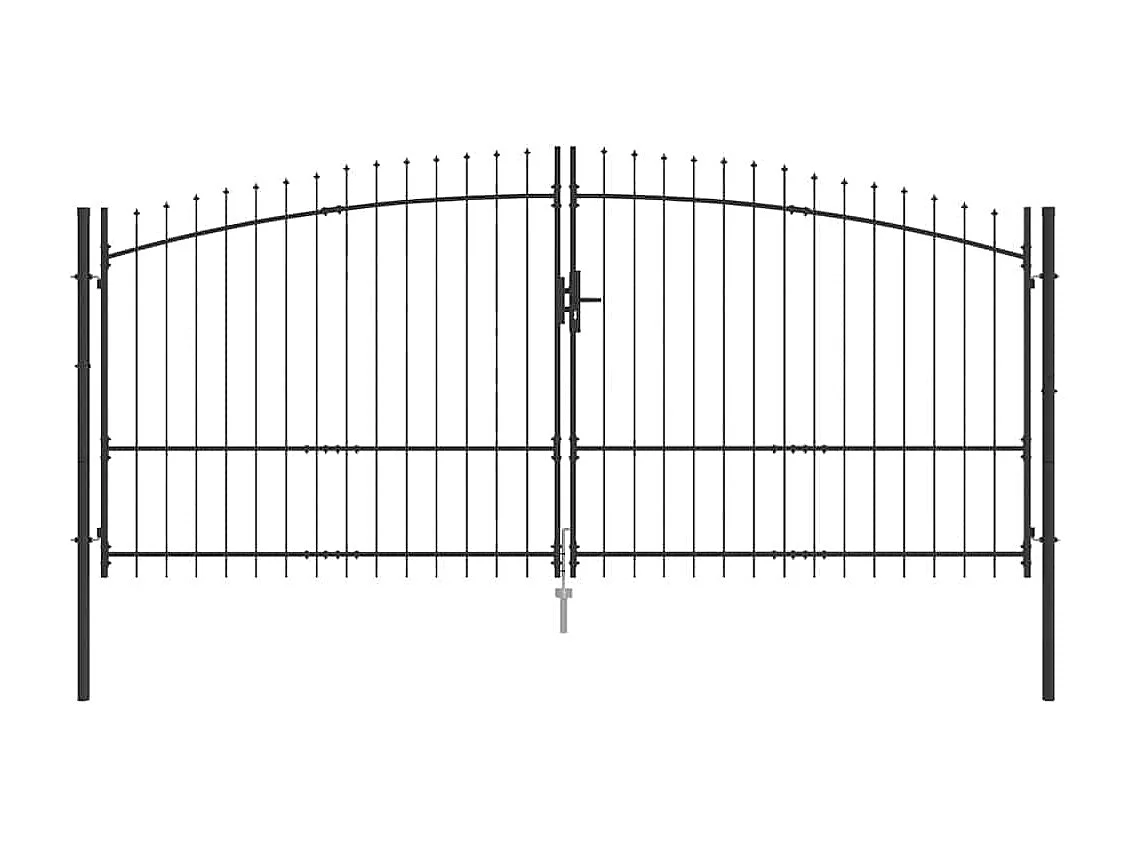 Tuinpoort met slot grijs 175 x 400 cm staal
