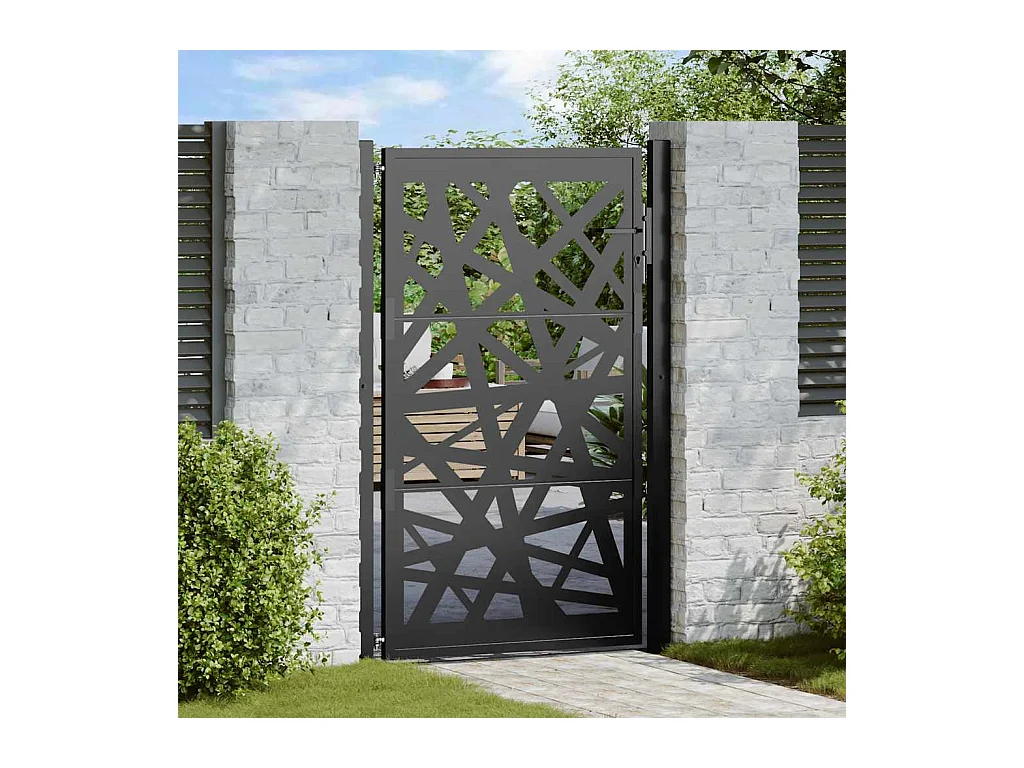 Puerta de jardín negra 105x155 cm acero diseño ligero