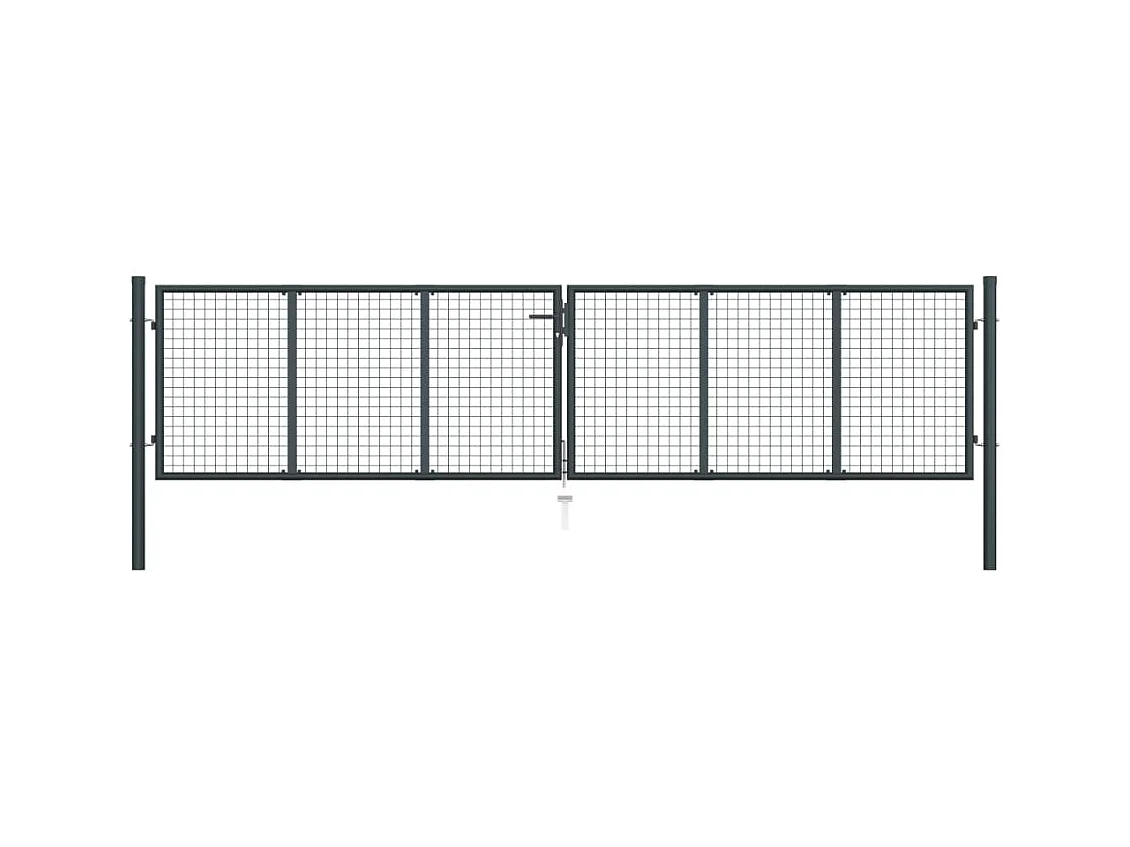 Puerta de jardín de malla de acero galvanizado 400 x 100 cm Gris