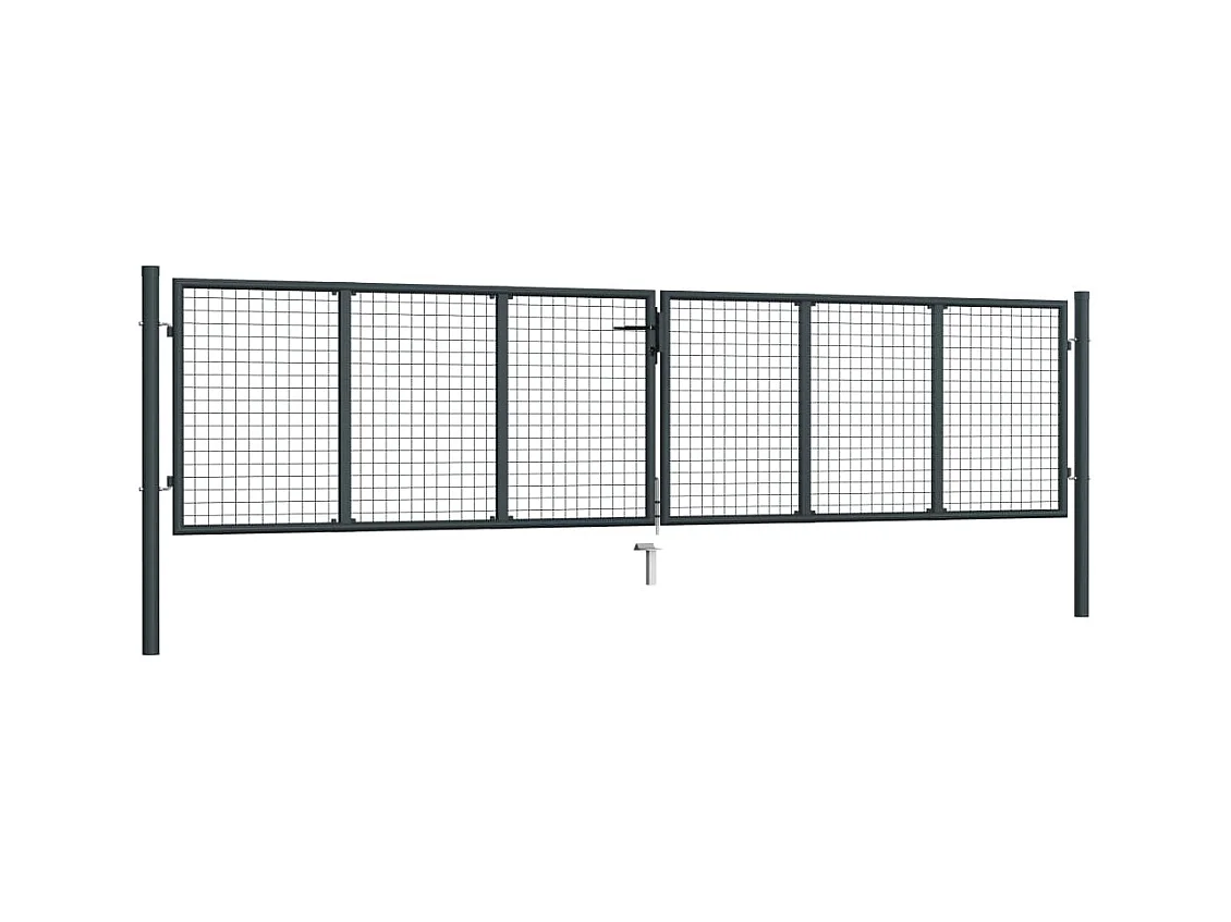 Puerta de jardín de malla de acero galvanizado 400 x 100 cm Gris