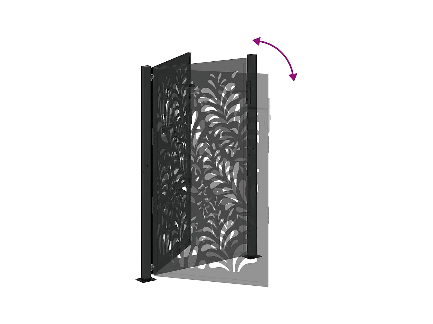 Zwarte tuinpoort 105x155 cm staal golfdesign