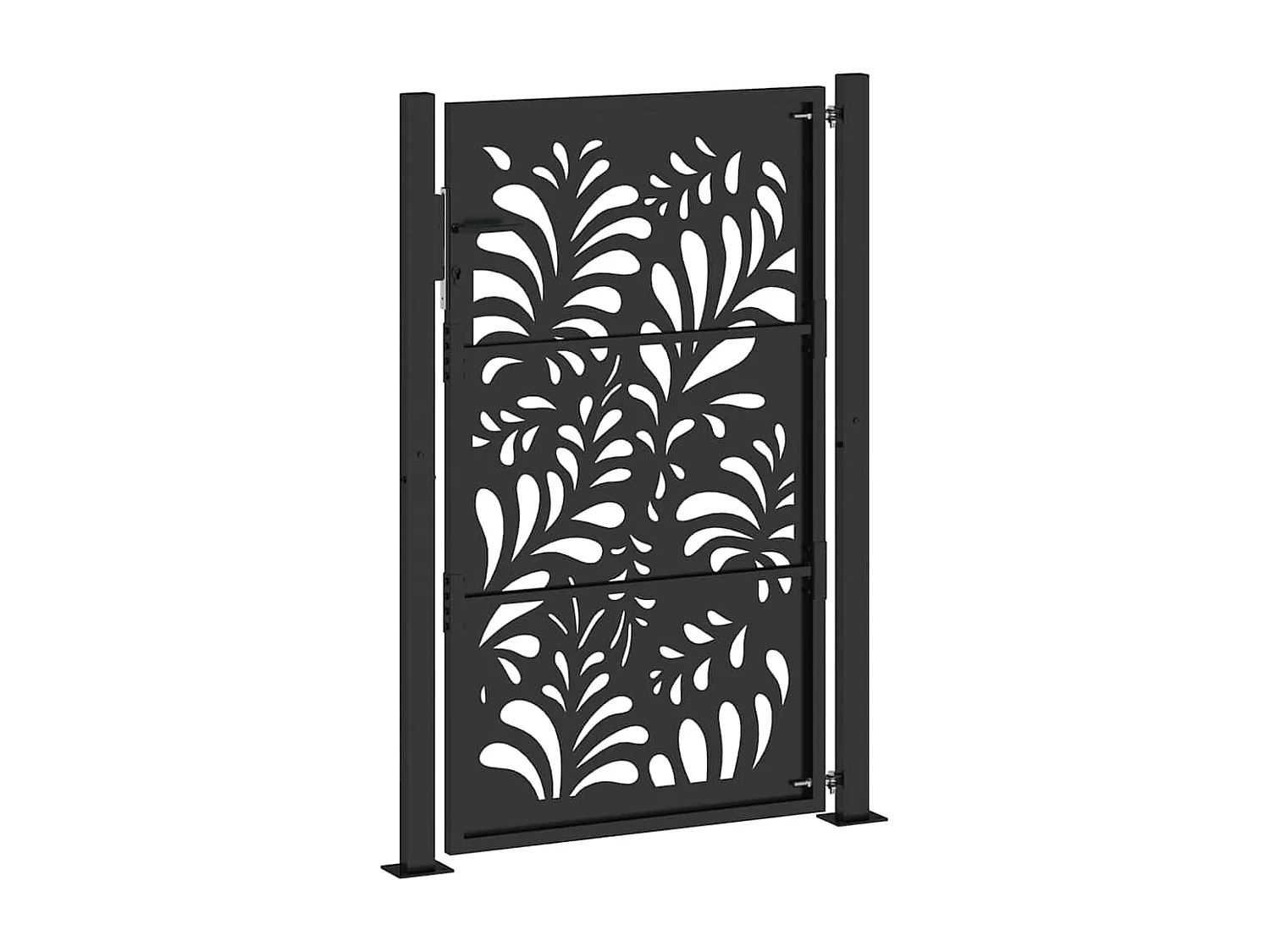 Portail de jardin noir 105x155 cm acier conception de vagues