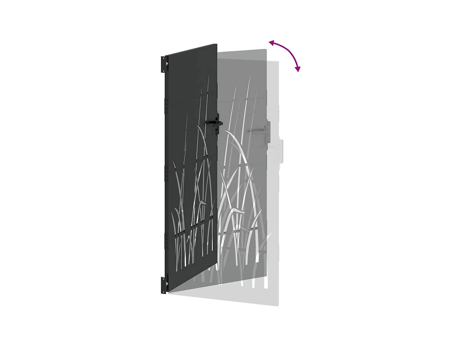 Porte de Jardin Noir 105 x 175 cm Acier peint par poudre
