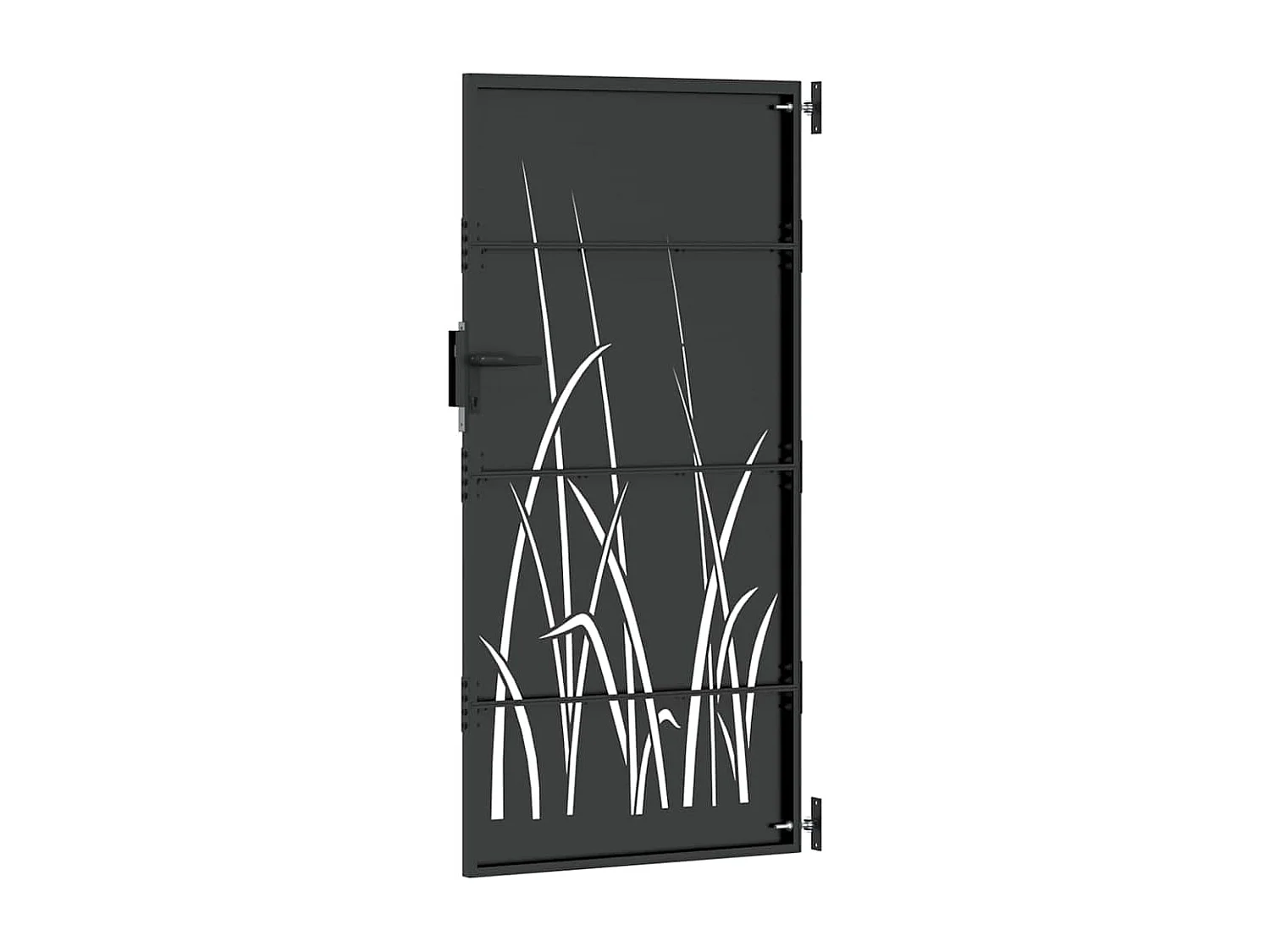 Puerta de jardín negra de 105 x 175 cm de acero con recubrimiento en polvo