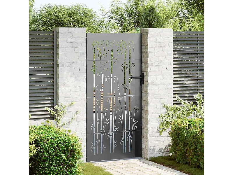 Porte de Jardin Noir 105 x 175 cm Acier peint par poudre