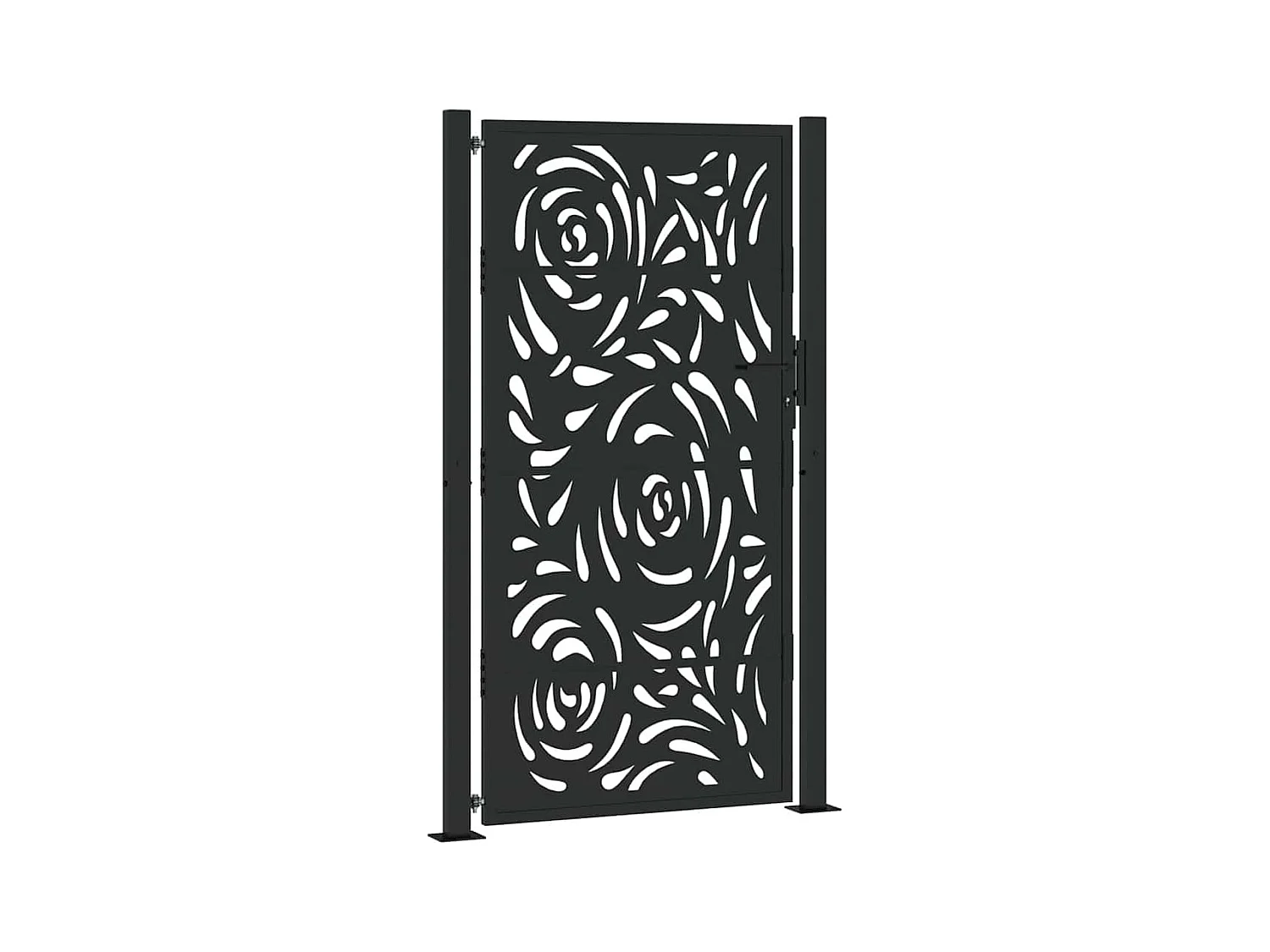 Puerta de jardín negra 105x180 cm diseño llama de acero