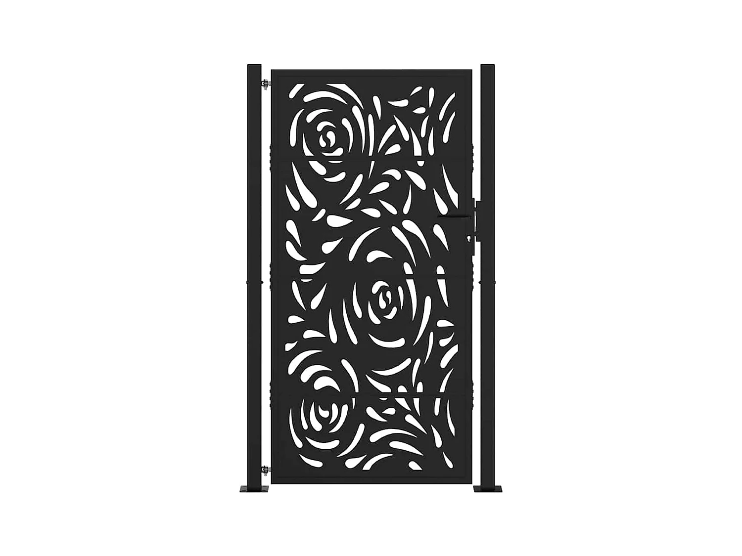 Puerta de jardín negra 105x180 cm diseño llama de acero