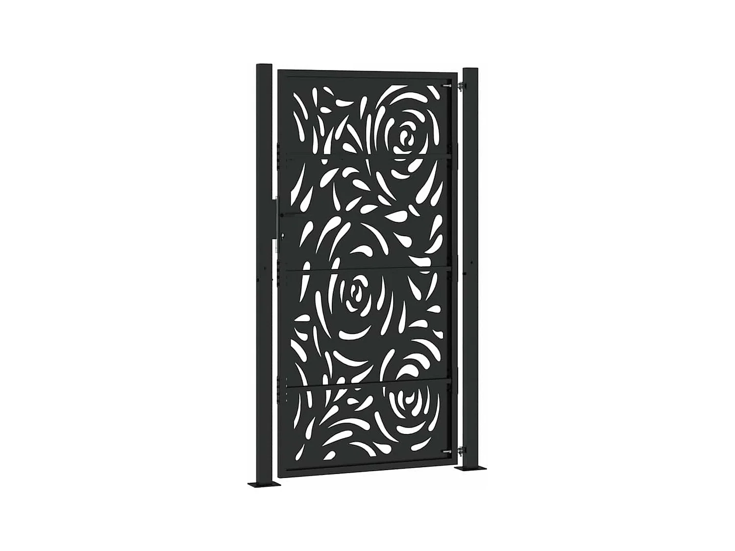 Puerta de jardín negra 105x180 cm diseño llama de acero