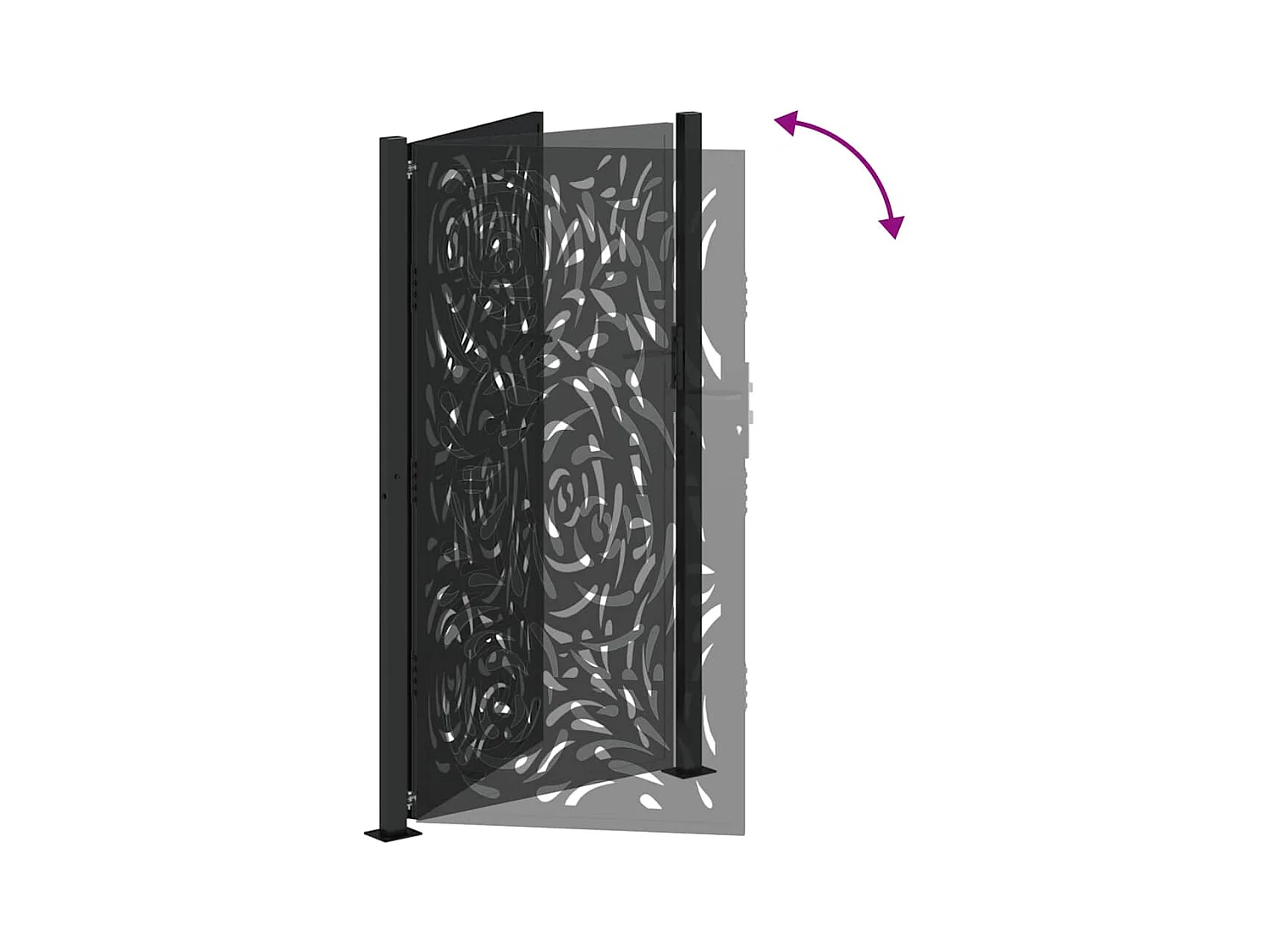 Puerta de jardín negra 105x180 cm diseño llama de acero