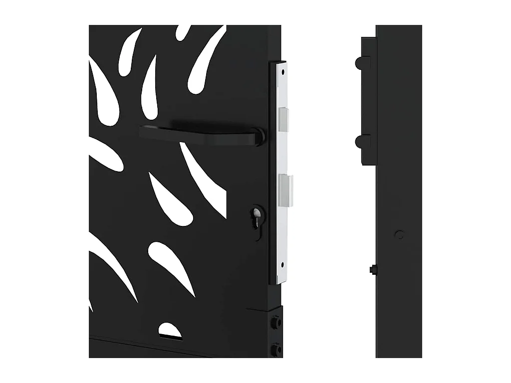 Puerta de jardín negra 105x180 cm diseño llama de acero