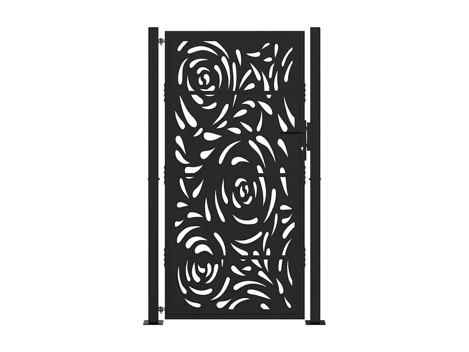 Cancello da giardino nero 105x180 cm in acciaio con motivo a fiamma