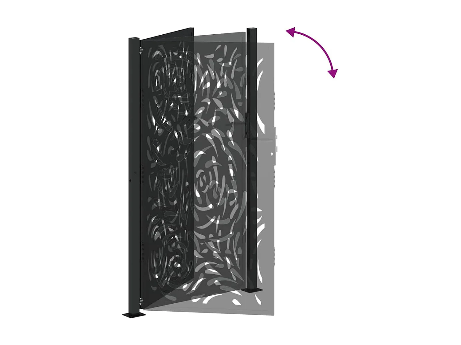 Cancello da giardino nero 105x180 cm in acciaio con motivo a fiamma